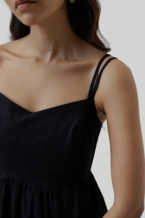 Strappy Gathered Midi Dress in Black from Reistor