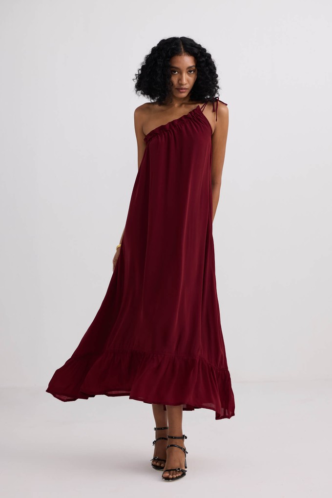 One-shoulder Midi dress in Burgundy from Reistor