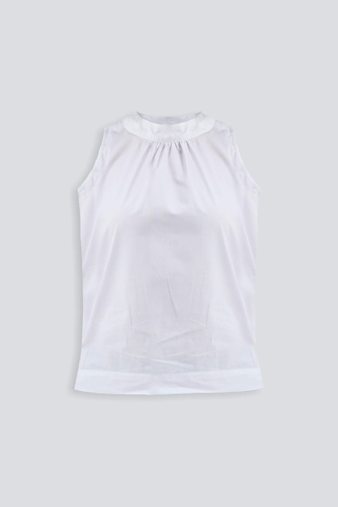 High-Neck Top with Gathers in White from Reistor