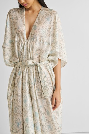 Silky Kaftan Dress in Blue Florals from Reistor