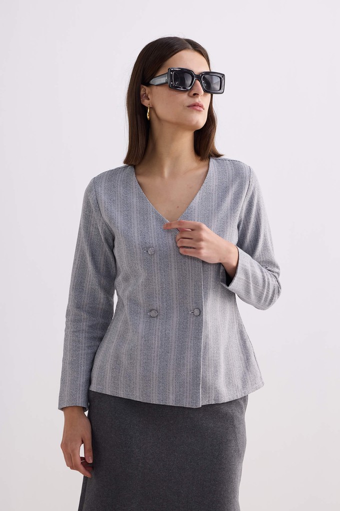 Fitted Cotton Tweed Jacket in Grey from Reistor