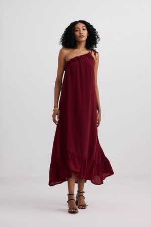 One-shoulder Midi dress in Burgundy from Reistor