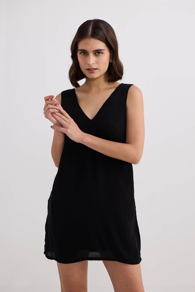 Midnight Muse V-neck Short Dress in Black from Reistor