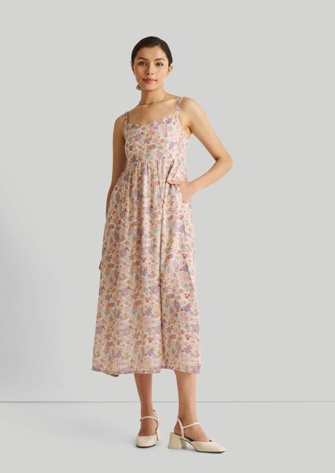 Strappy Gathered Floral Midi Dress from Reistor