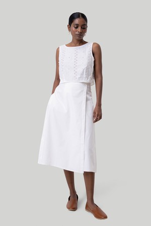 Overlap Midi Skirt in White from Reistor