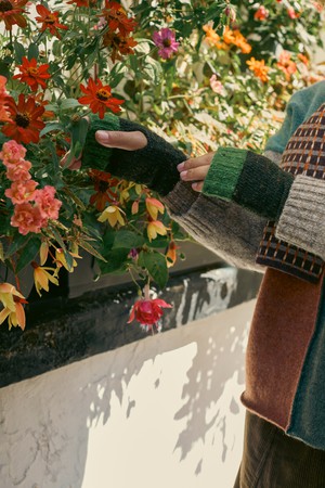 Donegal Wool Wrist Warmers | Dark Speckle Green from ROVE