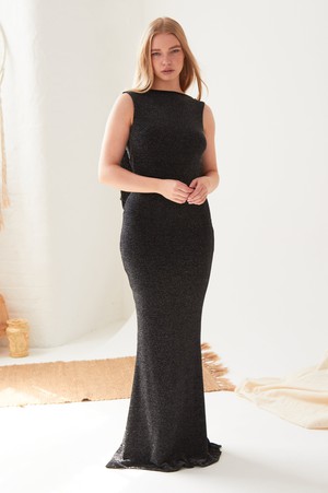 Black Cowl Back Gown from Sarvin