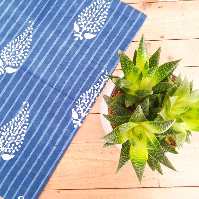 Indigo block-printed table runner, handmade from Shakti.ism