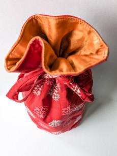 Reusable Kalamkari Cotton Bottle Gift Bags, Ethically Handmade in India via Shakti.ism