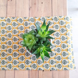 Bagru block-printed table runner, yellow paisley from Shakti.ism