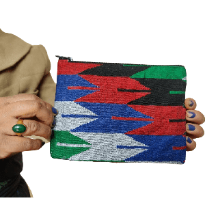 Dhaka pouch, ethically handwoven in Nepal from Shakti.ism