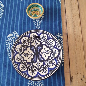 Indigo block-printed table runner, handmade from Shakti.ism