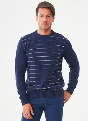 Gestreepte Trui Navy Blauw from Shop Like You Give a Damn