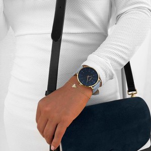 Horloge Moderna Vegan Suede Goud Zwart & Lichtblauw from Shop Like You Give a Damn