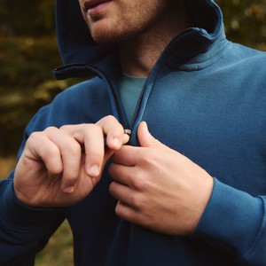 birling organic cotton quarter zip hoodie from Silverstick