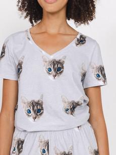 Ollie Cat V-neck T-shirt Dames via SNURK