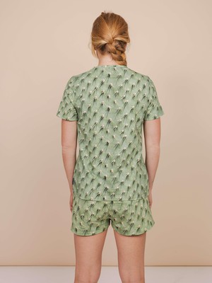 Cozy Cactus V-neck T-shirt en Korte Broek set Dames from SNURK