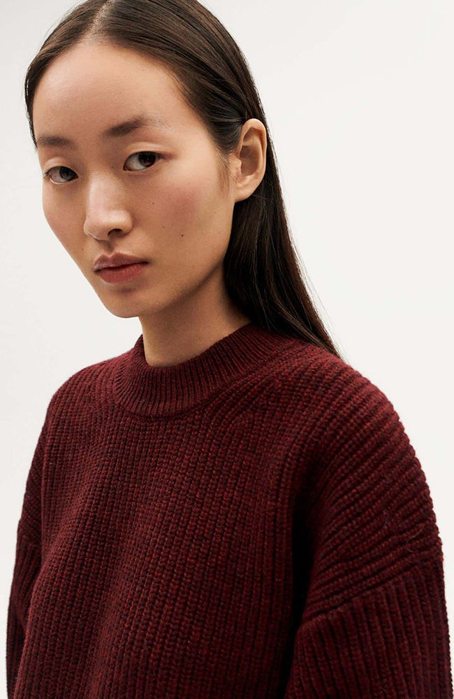 Wine carmen sweater from Sophie Stone