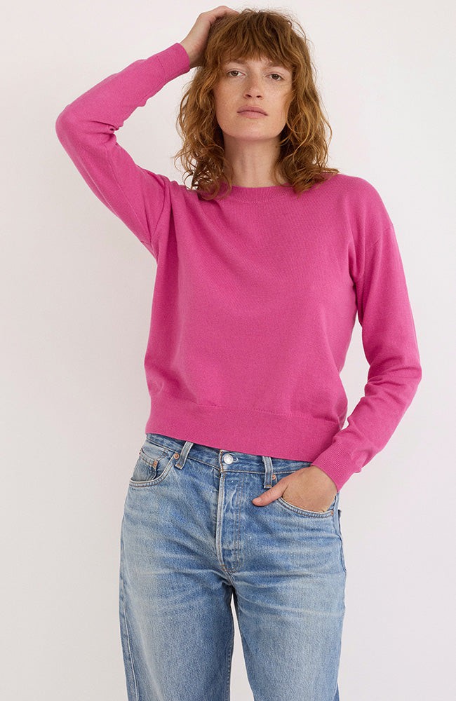 Sweater boxy crewneck roze from Sophie Stone