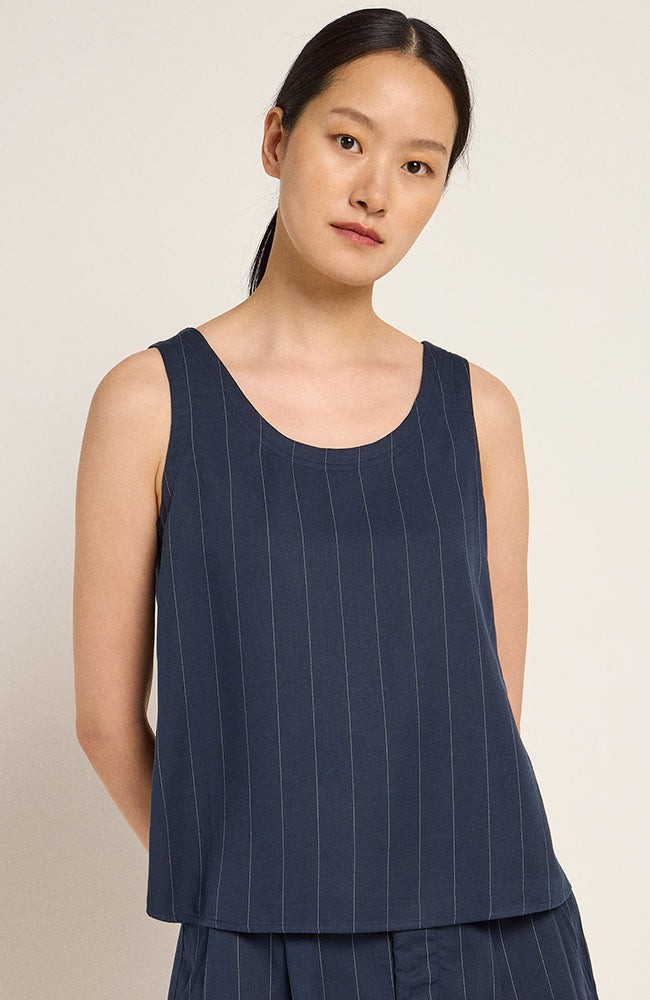 Krijtstreep top navy from Sophie Stone