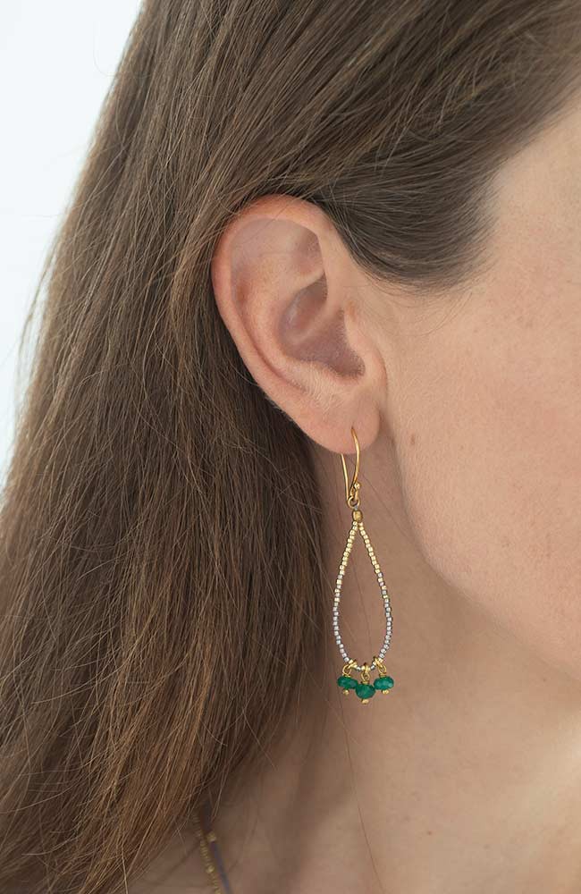 Becoming oorbellen Aventurine Gold from Sophie Stone