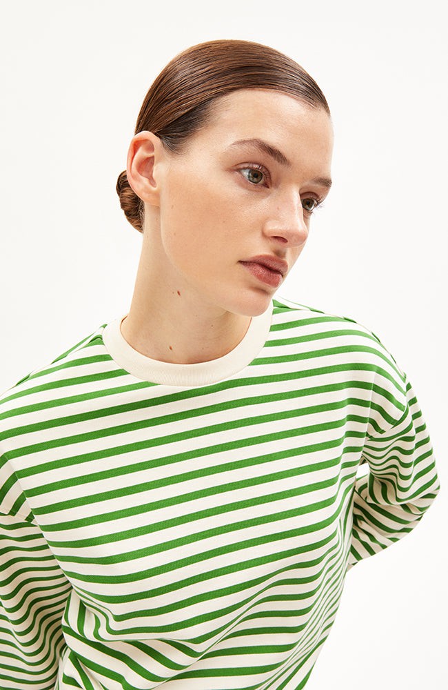 Frankaa trui stripe ivy green from Sophie Stone