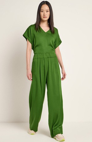 Tencel wide leg broek groen from Sophie Stone