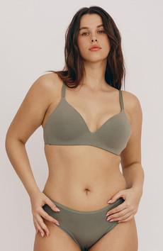 Core wireless plunge bra seaweed via Sophie Stone