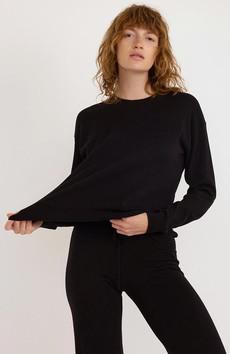 Sweater boxy crewneck zwart via Sophie Stone