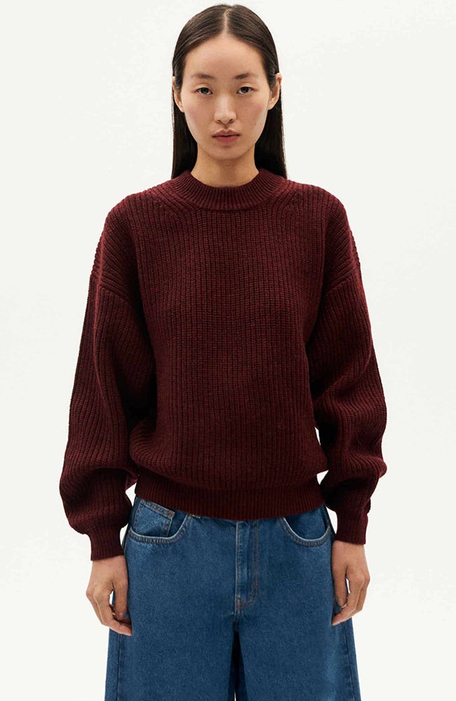 Wine carmen sweater from Sophie Stone