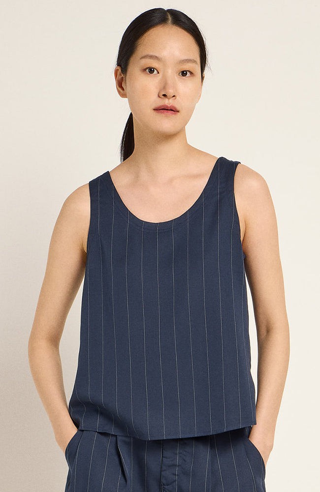 Krijtstreep top navy from Sophie Stone