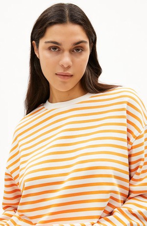 Frankaa stripe trui light tangerine from Sophie Stone