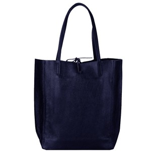 Navy Blue Pebbled Leather Tote Shopper from Sostter