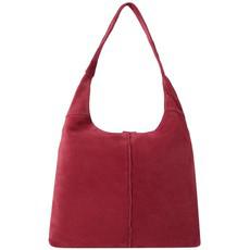 Strawberry Red Soft Suede Hobo Shoulder Bag via Sostter