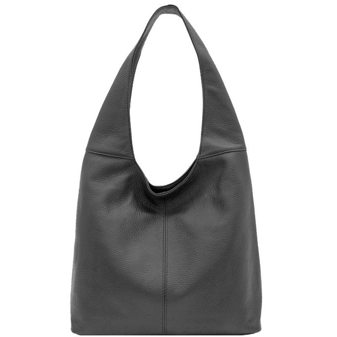 Slate Grey Italian Leather Hobo Bag - Zipper & Pocket from Sostter