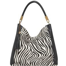 Zebra Print Calf Hair And Leather Grab Bag via Sostter