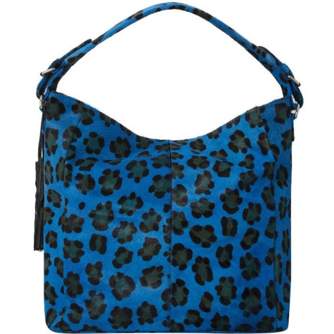 Blue Animal Print Leather Top Handle Grab Bag from Sostter