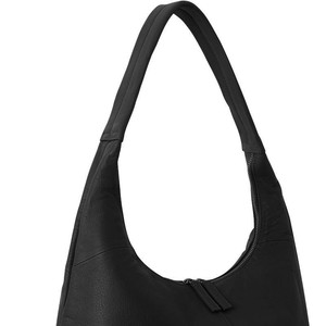 Black Zip Top Large Leather Hobo Shoulder Bag from Sostter