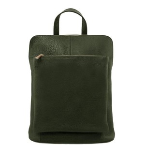 Olive Pebbled Leather Backpack with Adjustable Straps from Sostter