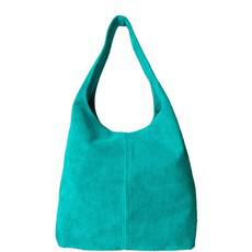 Aqua Soft Suede Leather Hobo Shoulder Bag | Byirl via Sostter