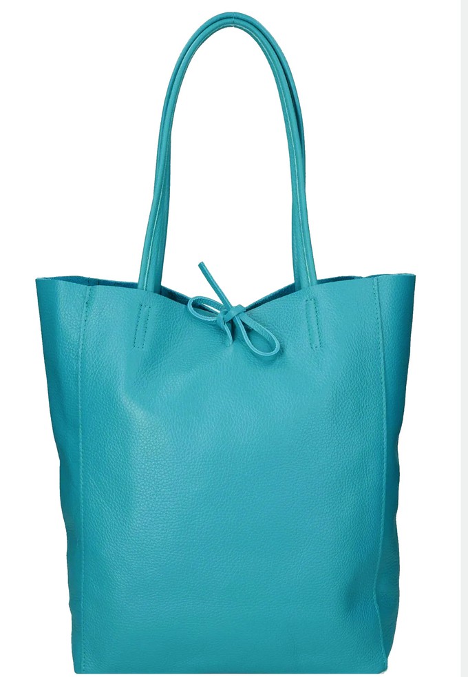 Jade Green Italian Leather Tote Bag from Sostter