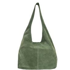 Olive Green Suede Leather Hobo Boho Shoulder Bag via Sostter
