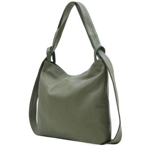 Olive Italian Leather Convertible Tote Backpack from Sostter