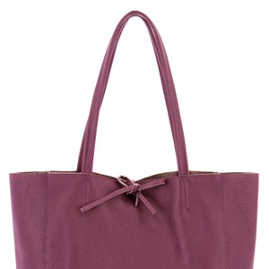 Plum Pebbled Leather Tote Shopper - Spacious Calf Leather Bag from Sostter