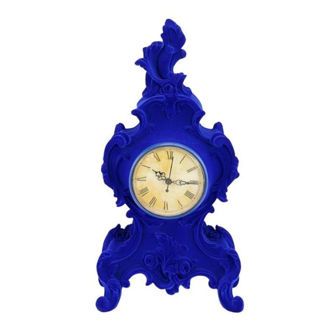 Bright Blue Flocked Mantle Clock | Bxlrb from Sostter