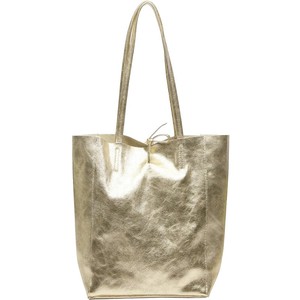 Soft Gold Metallic Leather Tote Shopper Bag from Sostter