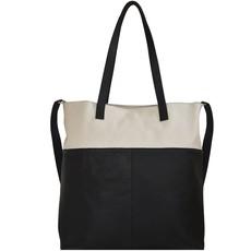 Ivory And Black Two Tone Leather Tote via Sostter