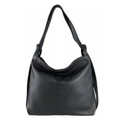 Black Leather Convertible Tote Backpack via Sostter