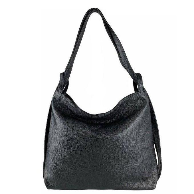 Black Leather Convertible Tote Backpack from Sostter