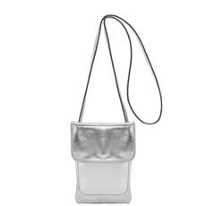 Silver Metallic Crossbody Mini Phone Bag via Sostter